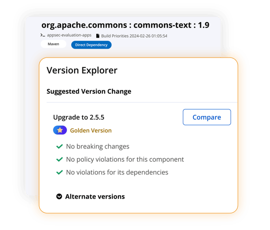Sonatype Developer version explorer screenshot