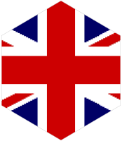 United Kingdom Flag in branded hex cutout