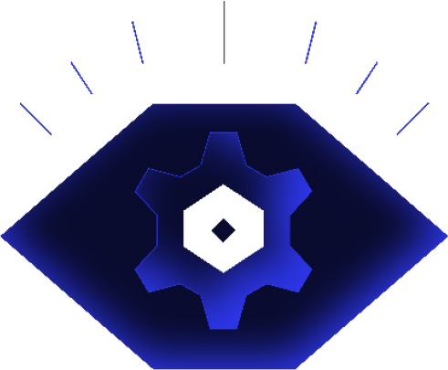 branded eye icon with electric blue glow