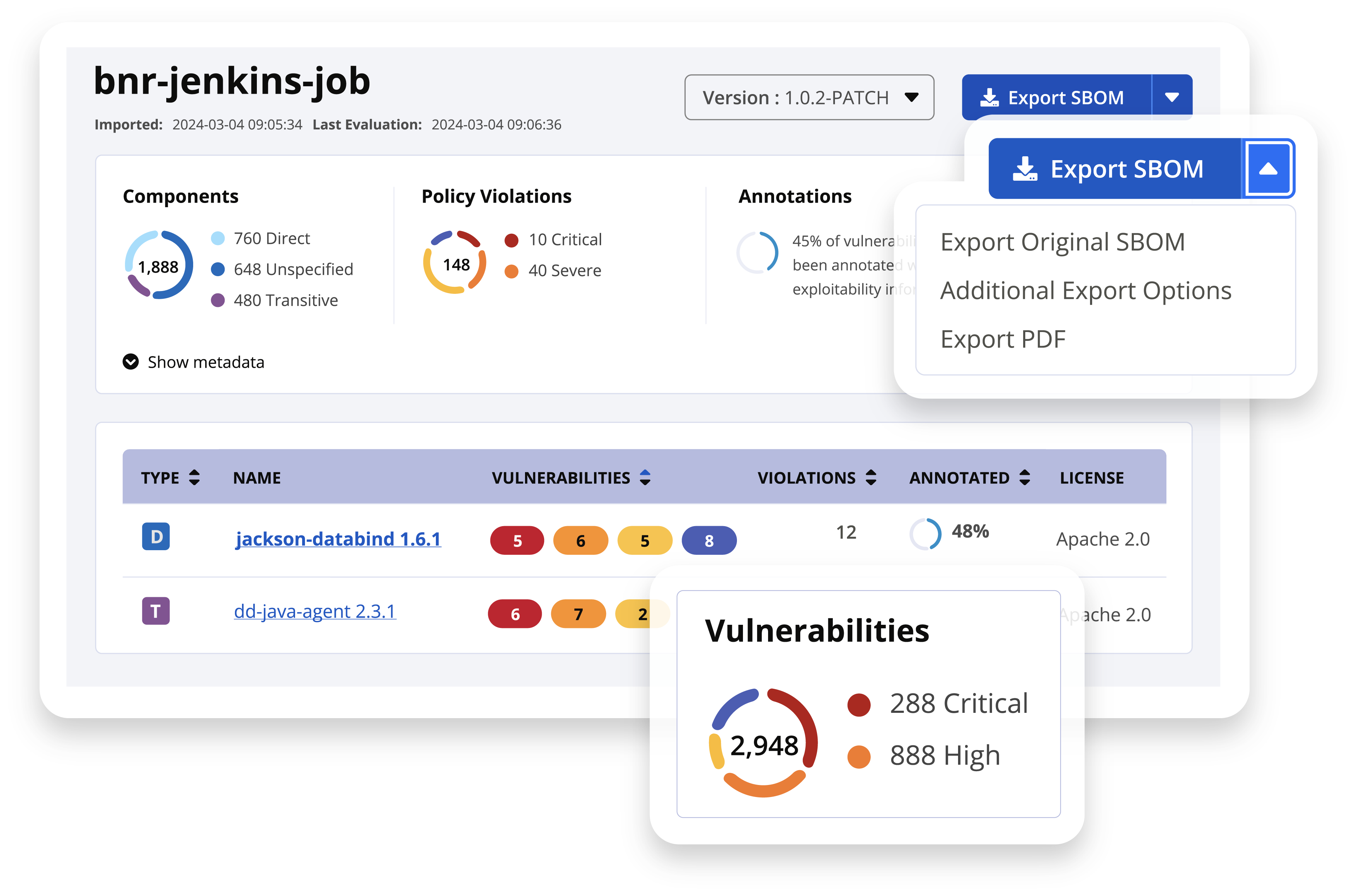 SBOM Manager's easy export functionality.