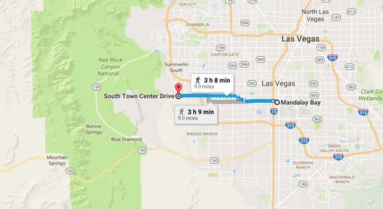 Google Maps Las Vegas walking route screenshot