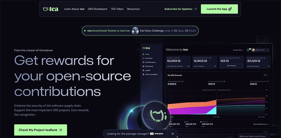 tea.xyz website tea tokens screenshot