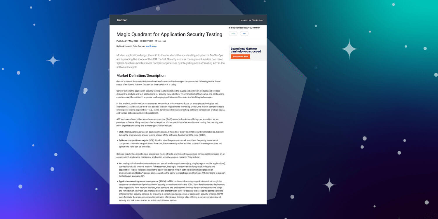 featured image for Sonatype named in the 2023 Gartner® Magic Quadrant™ for Application Security Testing
