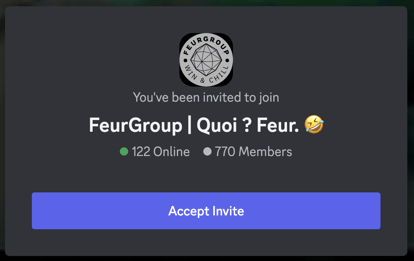Online invitation to join a group.