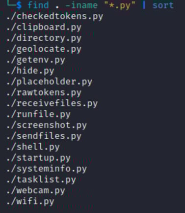 Close up screenshot of file extensions on a computer screen.