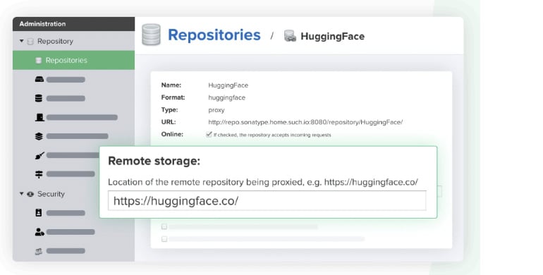 screenshot of repositories hugging face dashboard