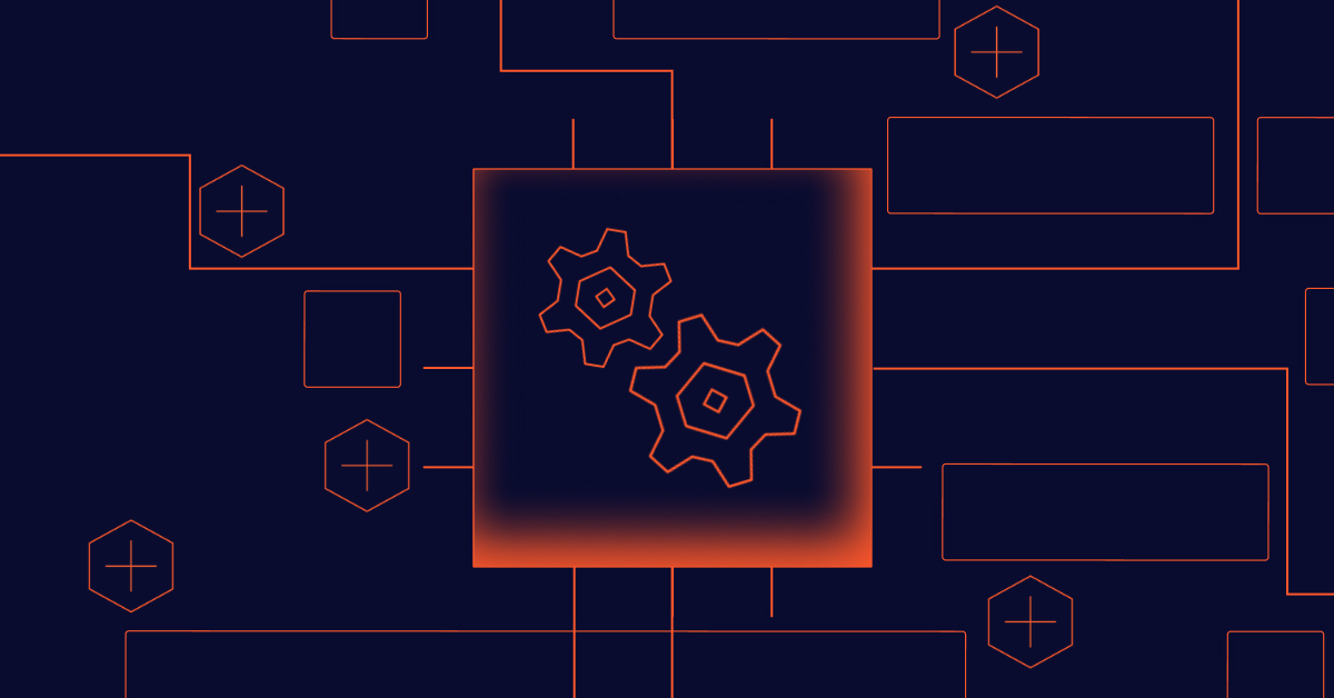 Image with a square at center containing two gear icons