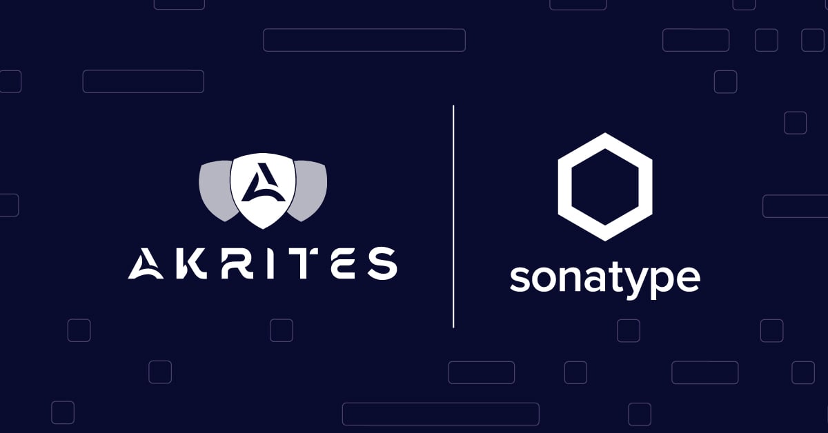 Image with a logo for Akrites side-by-side with the logo for Sonatype
