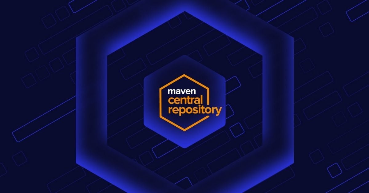 Image with a hexagon shape within a larger hexagon shape and at center within those shapes is the Sonatype logo with text 